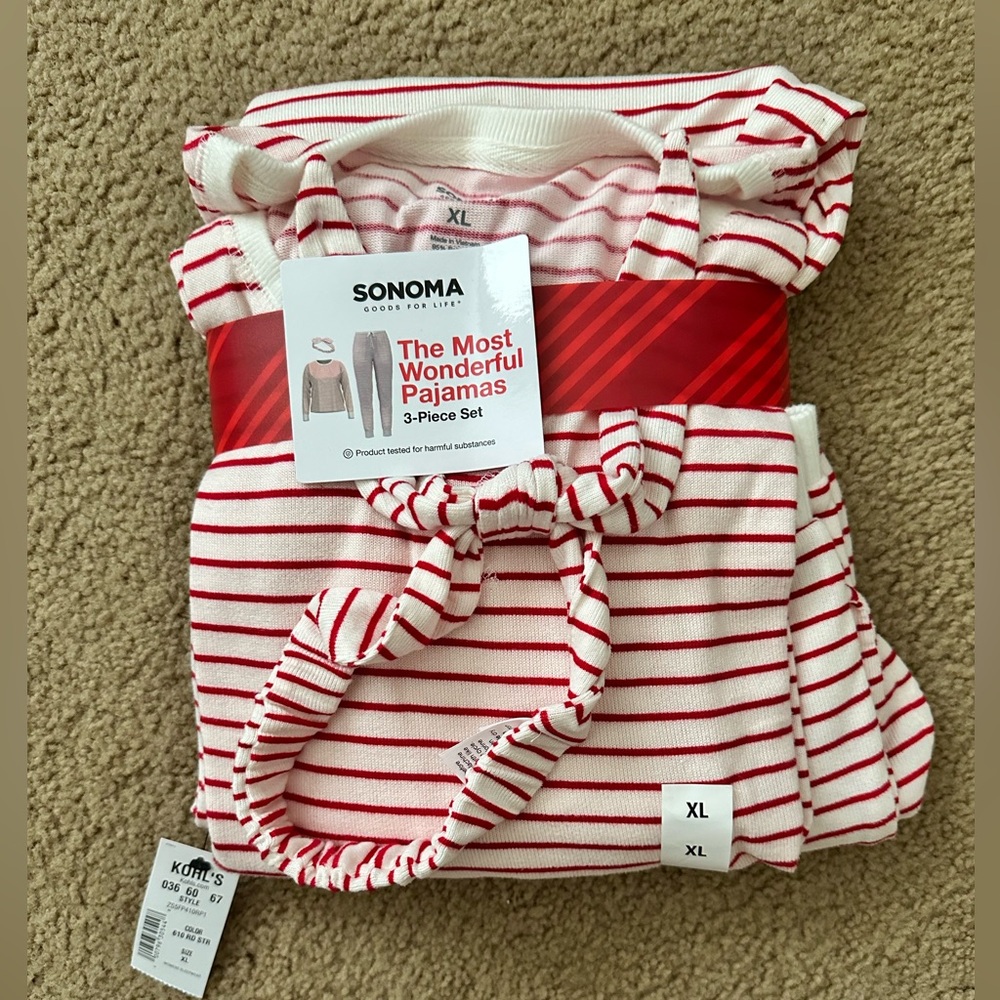 SONOMA Womans Red & White Striped Pajama Set